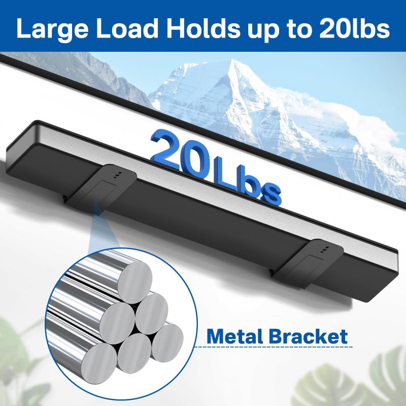 Yibracki Universal Soundbar Wall Mounts Bracket for Samsung, Sony, LG, Nakamichi, Polk Audio, Vizio, Roku, Onn Soundbar Mounting Under TV Heavy-Duty Floating Sound bar Mount Shelves Hold Up to 20Lbs - Image 3